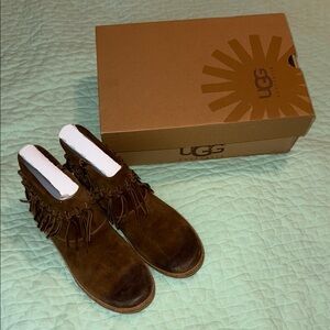 UGG Womens Shenandoah Fringe Suede Ankle Boots Size 8.5 1007753 NWT